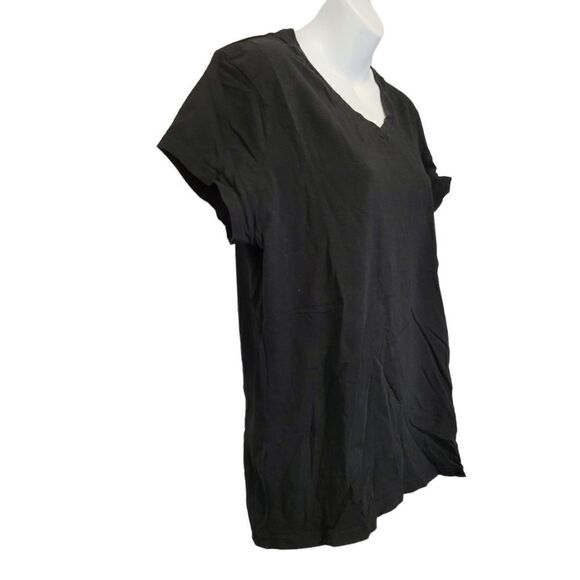 2/$20 George Plain Black 95% Cotton Top Tee T-shirt Size: XL - Picture 2 of 4